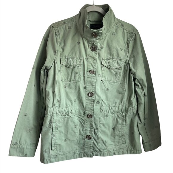 Talbots Jackets & Blazers - Talbots Medium Light Olive Green Utility Jacket Embroidered Adjustable